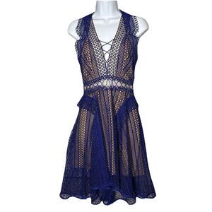 Thurley Riddle Fit & Flare Mini Dress Lined Royal Blue Size US 2 / AU 6
